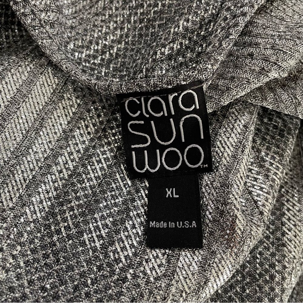 Clara Sun Woo Metallic Silver Knot Top 3/4 Sleeve Size XL - Picture 7 of 8